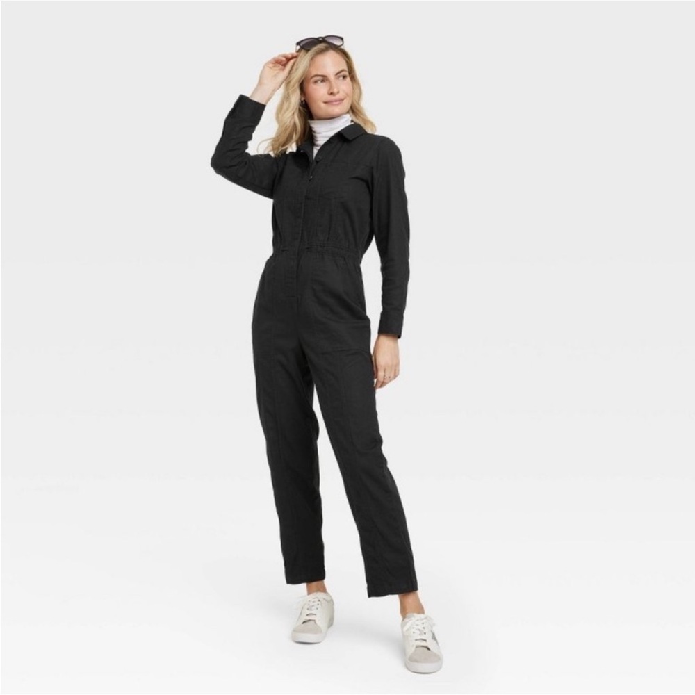 NWT Universal Thread Women's Long Sleeve Button-Front Coveralls black